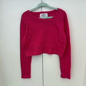 SLS Apparel Girls Pink Crop Long Sleeve Shirt S